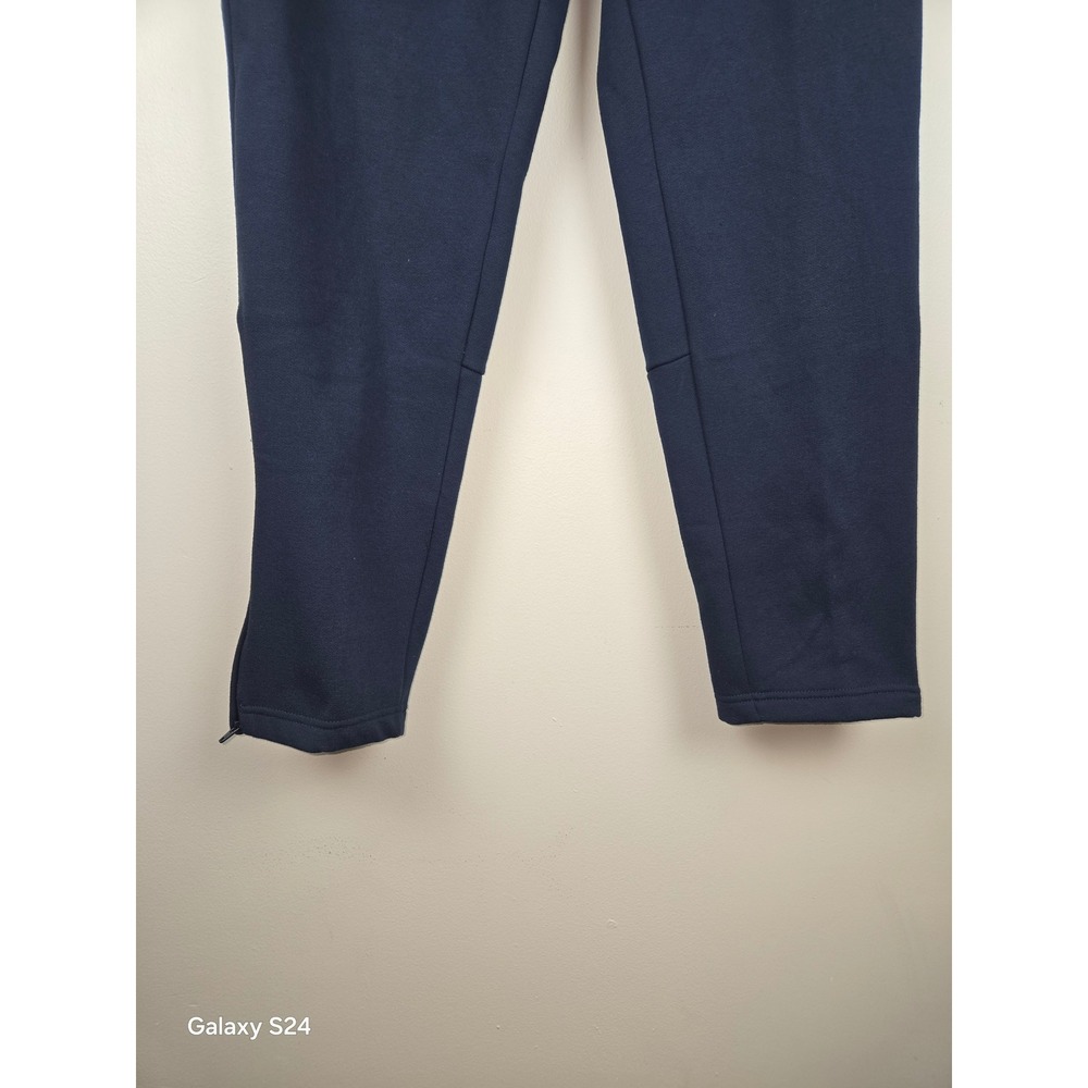 Adidas Mens M FL Taper Pant Navy Blue Fleece Joggers Ankle Zip JP0373 XL New - Picture 4 of 11